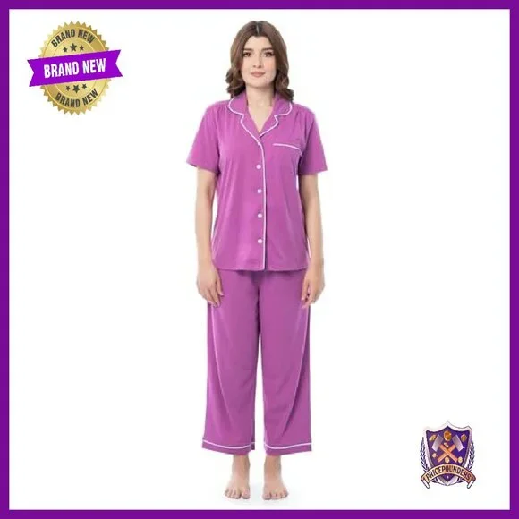 Soft Piped Button-Down Sleep Set - Cozy Two-Piece Pajamas